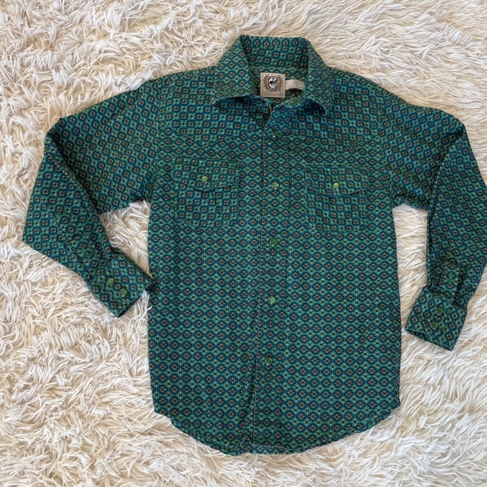 Kids Cinch Long Sleeve Geometric Print Snap Front‎ Western Shirt Size XS 4/5